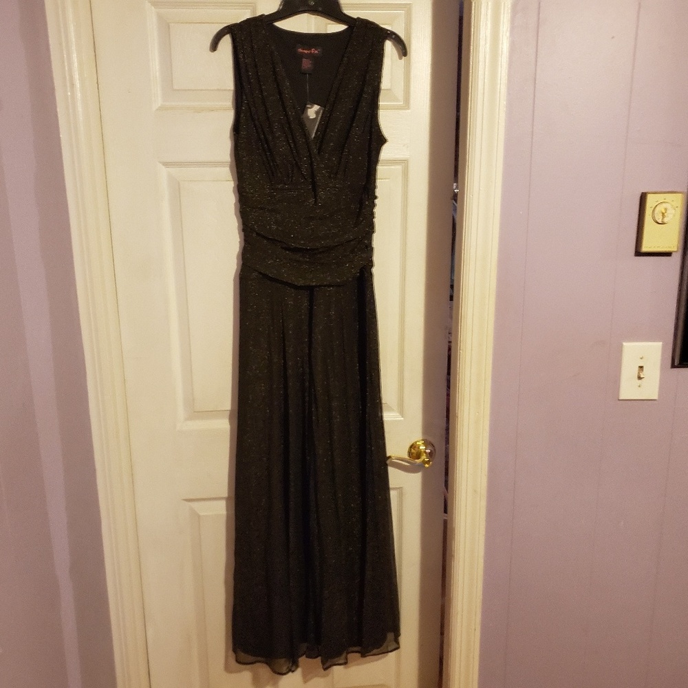 Shape FX Lined Shirred Waist Gold Dress 10 NWT